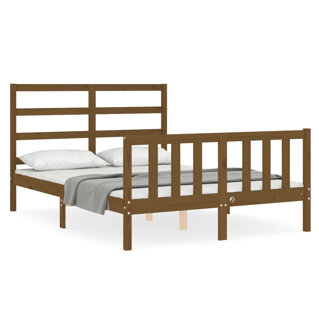 vidaXL Bedframe met hoofdbord massief hout honingbruin 120x200 cm