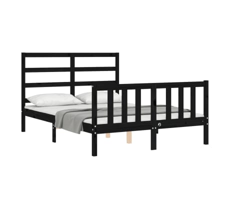 vidaXL Lovos rėmas su galvūgaliu, juodas, 120x200cm, medienos masyvas