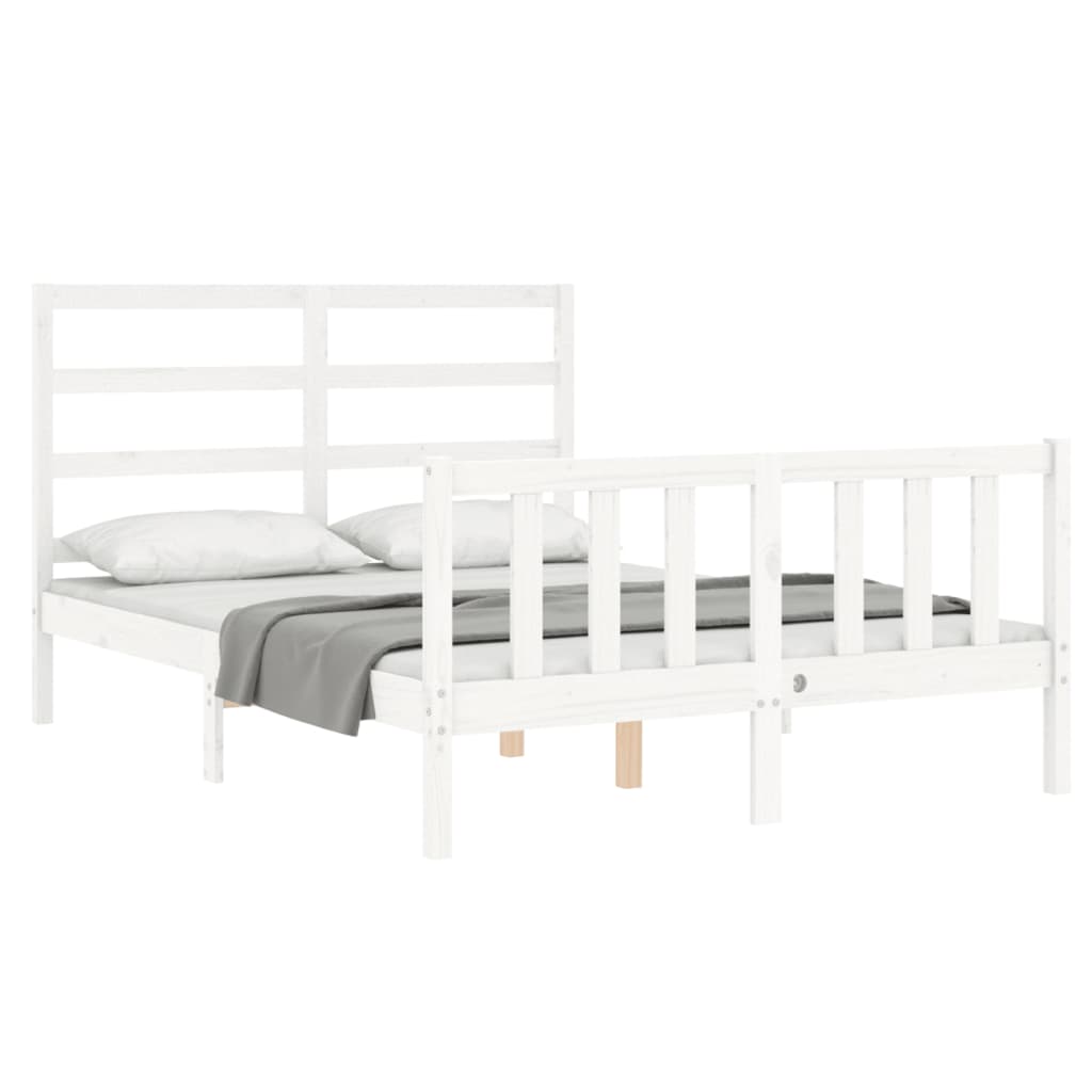 vidaXL Bedframe zonder matras massief grenenhout wit 140x200 cm afbeelding