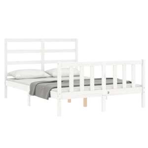 vidaXL Bedframe zonder matras massief grenenhout wit 140x200 cm