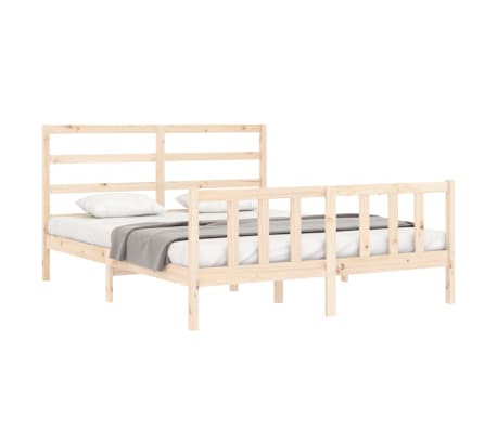 vidaXL Bed Frame with Headboard King Size Solid Wood