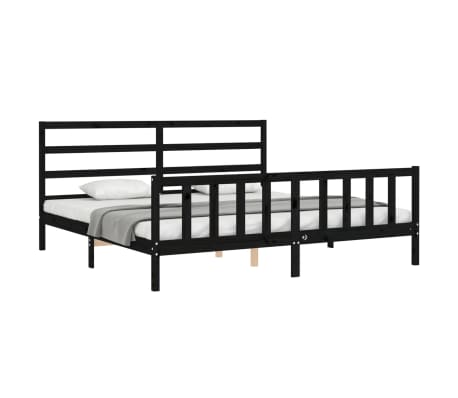 vidaXL R&aacute;m postele s čelem čern&yacute; 180 x 200 cm masivn&iacute; dřevo