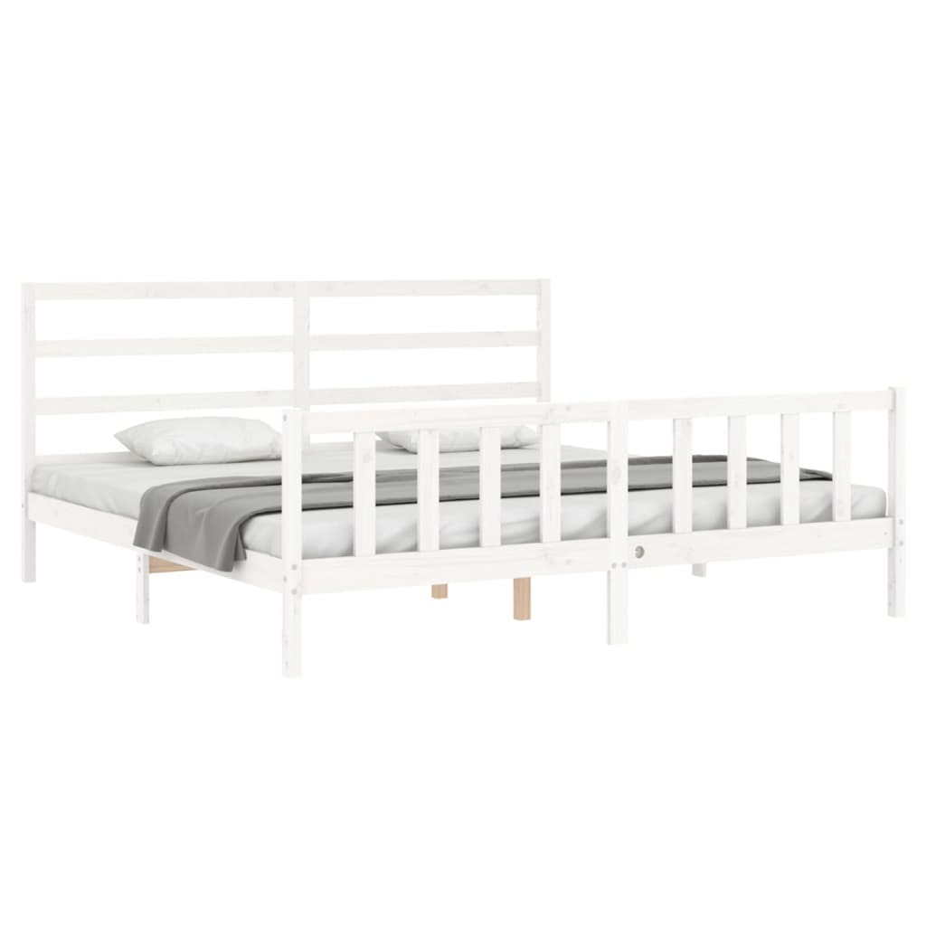 vidaXL fehér tömör fenyőfa ágy matrac nélkül 200 x 200 cm