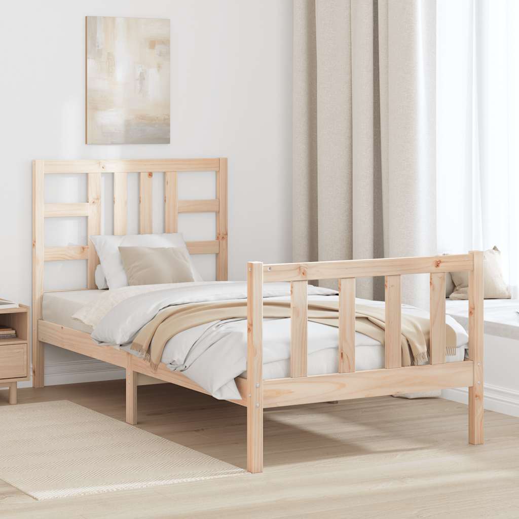 vidaXL Sängynrunko ilman patjaa 90x190 cm täysi mänty