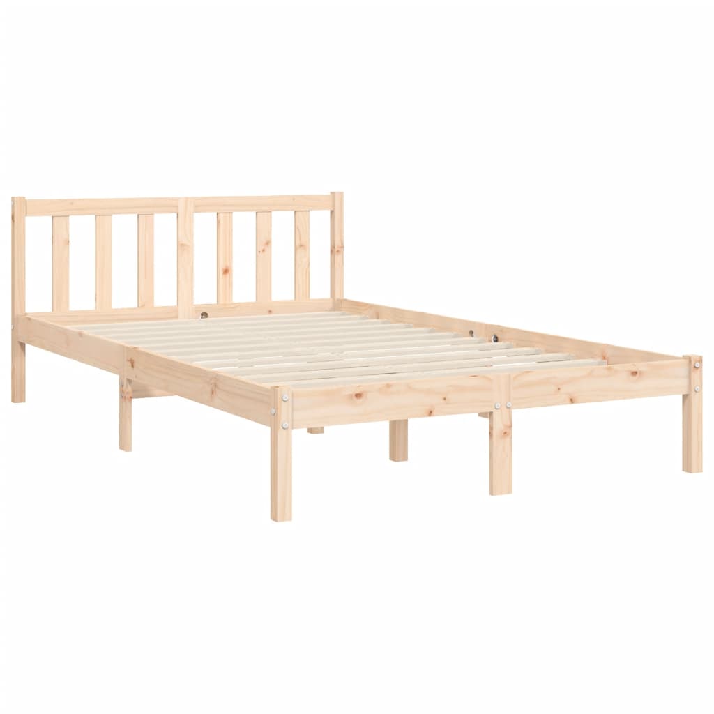 Cadru de pat cu tăblie, dublu mic, lemn masiv