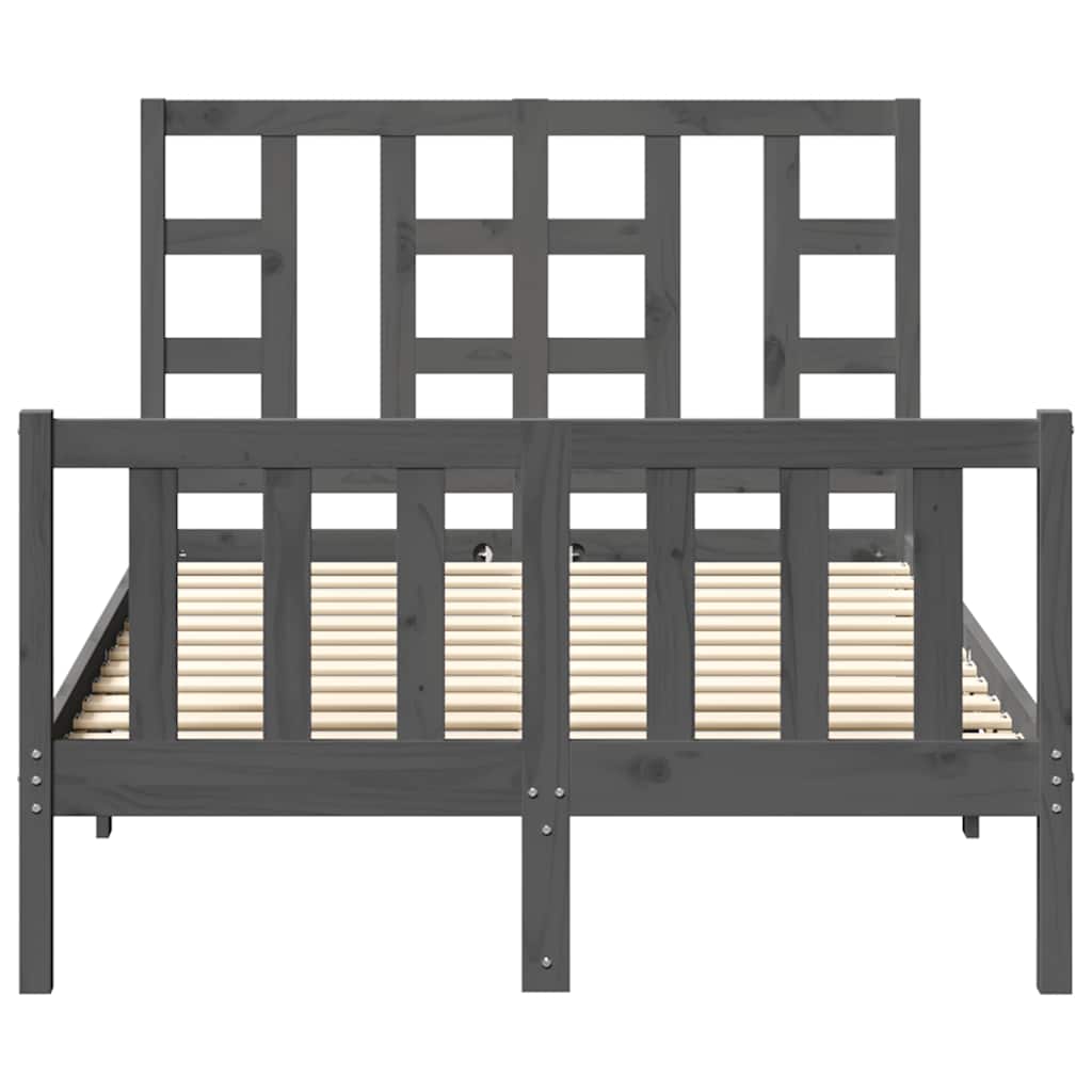 Posteljni okvir z vzglavjem siv 4FT trden les