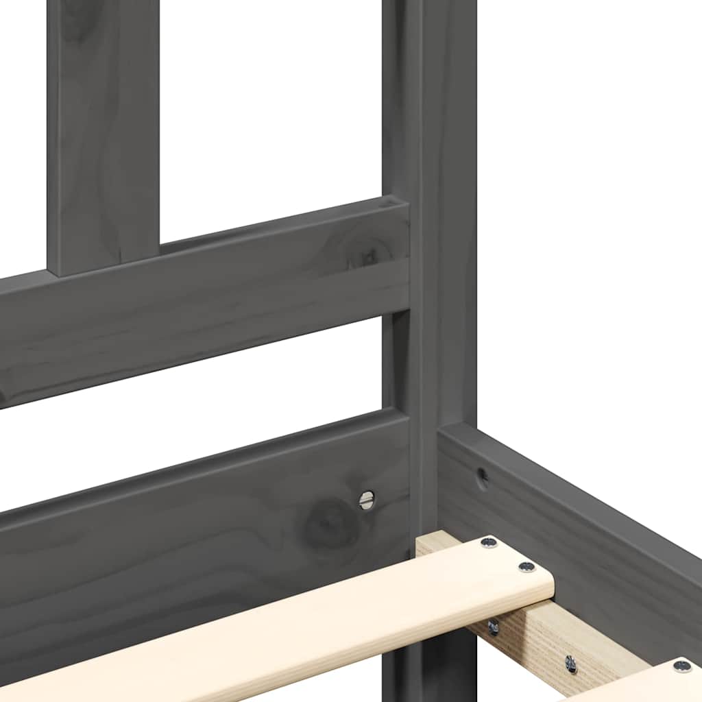 Posteljni okvir z vzglavjem siv 4FT trden les