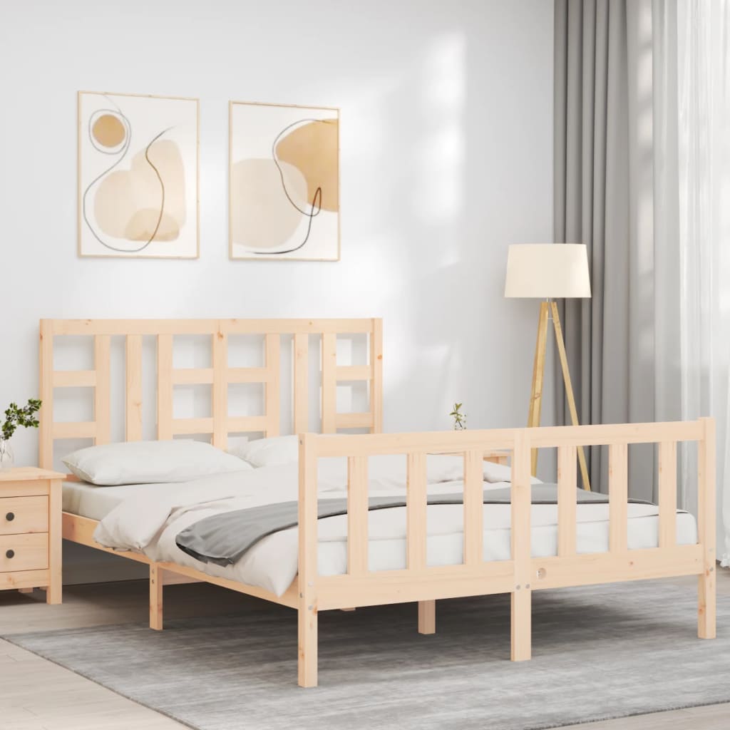 vidaXL Bedframe zonder matras massief grenenhout 140x190 cm afbeelding