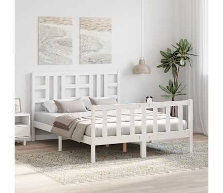 vidaXL Σκελετός Κρεβ. Χωρίς Στρώμα Λευκό 140x190 εκ Μασίφ Πεύκο