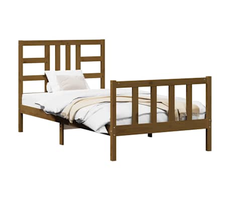 vidaXL Lovos rėmas su galvūgaliu, rudas, 100x200cm, medienos masyvas