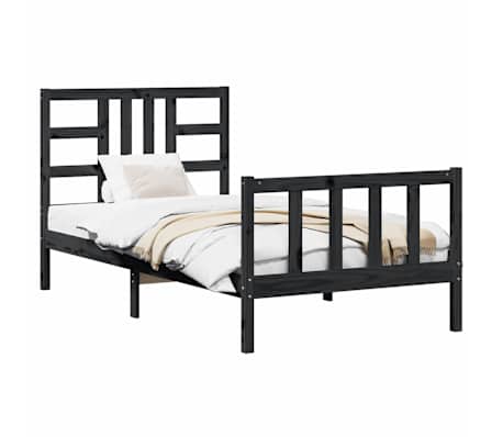 vidaXL Cadre de lit sans matelas noir 100x200 cm bois massif de pin