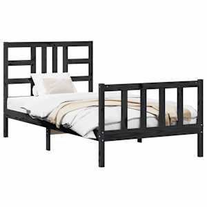 vidaXL Cadre de lit sans matelas noir 100x200 cm bois massif de pin