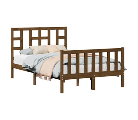 vidaXL Lovos rėmas su galvūgaliu, rudas, 120x200cm, medienos masyvas