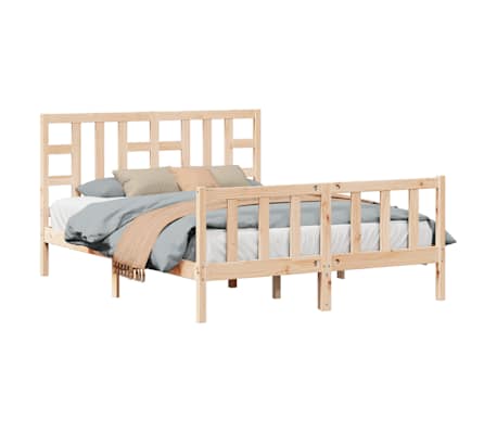 vidaXL Lovos rėmas su galvūgaliu, medienos masyvas, didelis