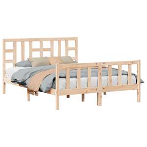 vidaXL Lovos rėmas su galvūgaliu, medienos masyvas, didelis