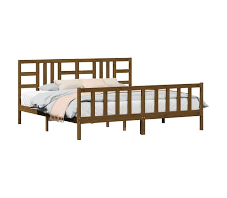 vidaXL Lovos rėmas su galvūgaliu, rudas, 200x200cm, medienos masyvas