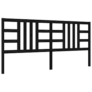 Rám postele s čelem černý 200 x 200 cm masivní dřevo - obrázek 8
