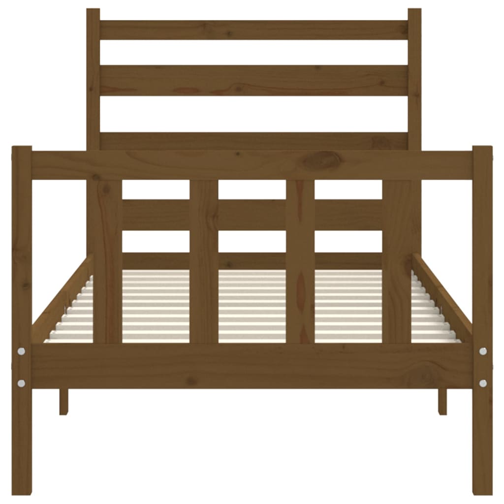 Posteljni okvir z vzglavjem medeno rjav 2FT6 trden les