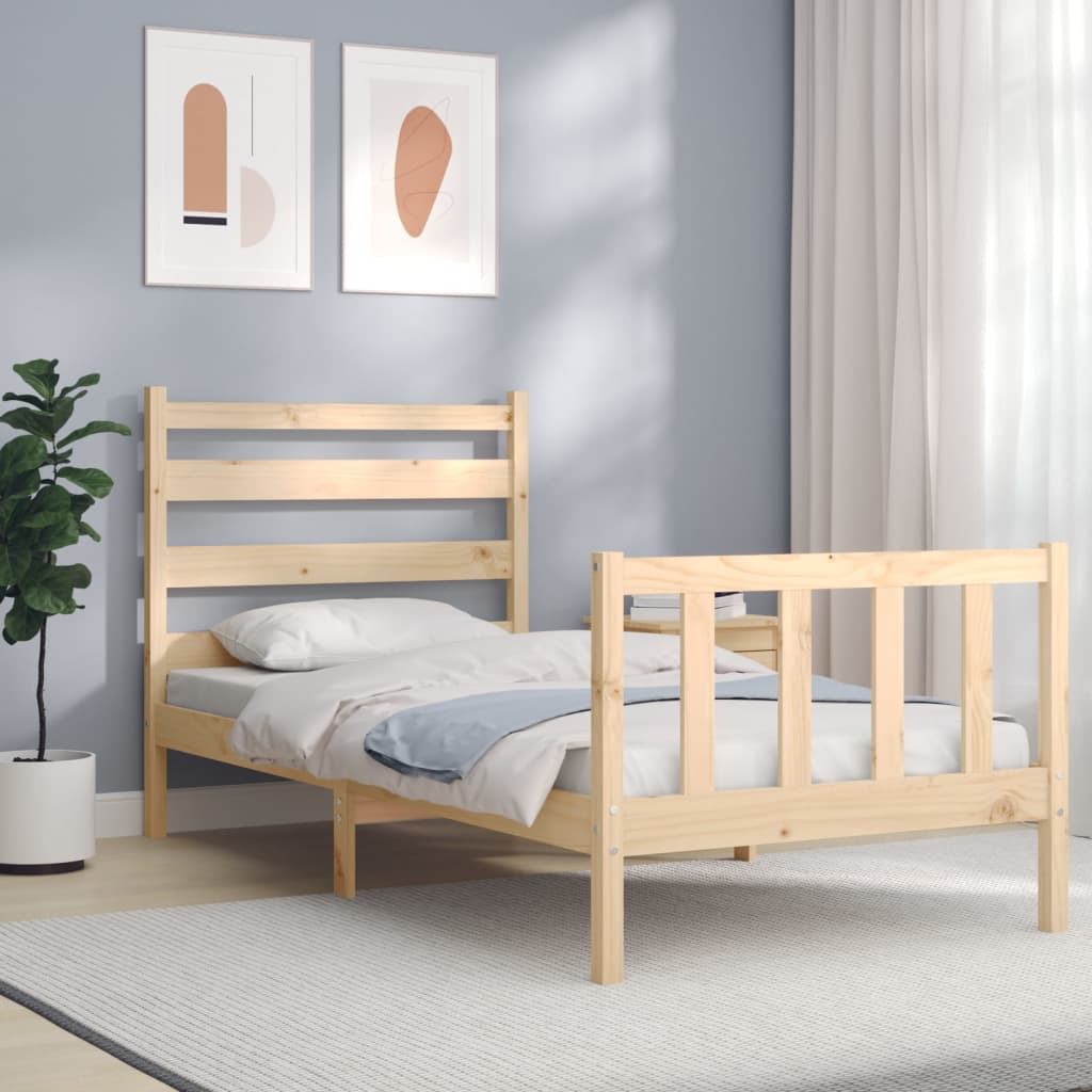 vidaXL Cadru de pat cu tăblie, 90x190 cm, lemn masiv 
