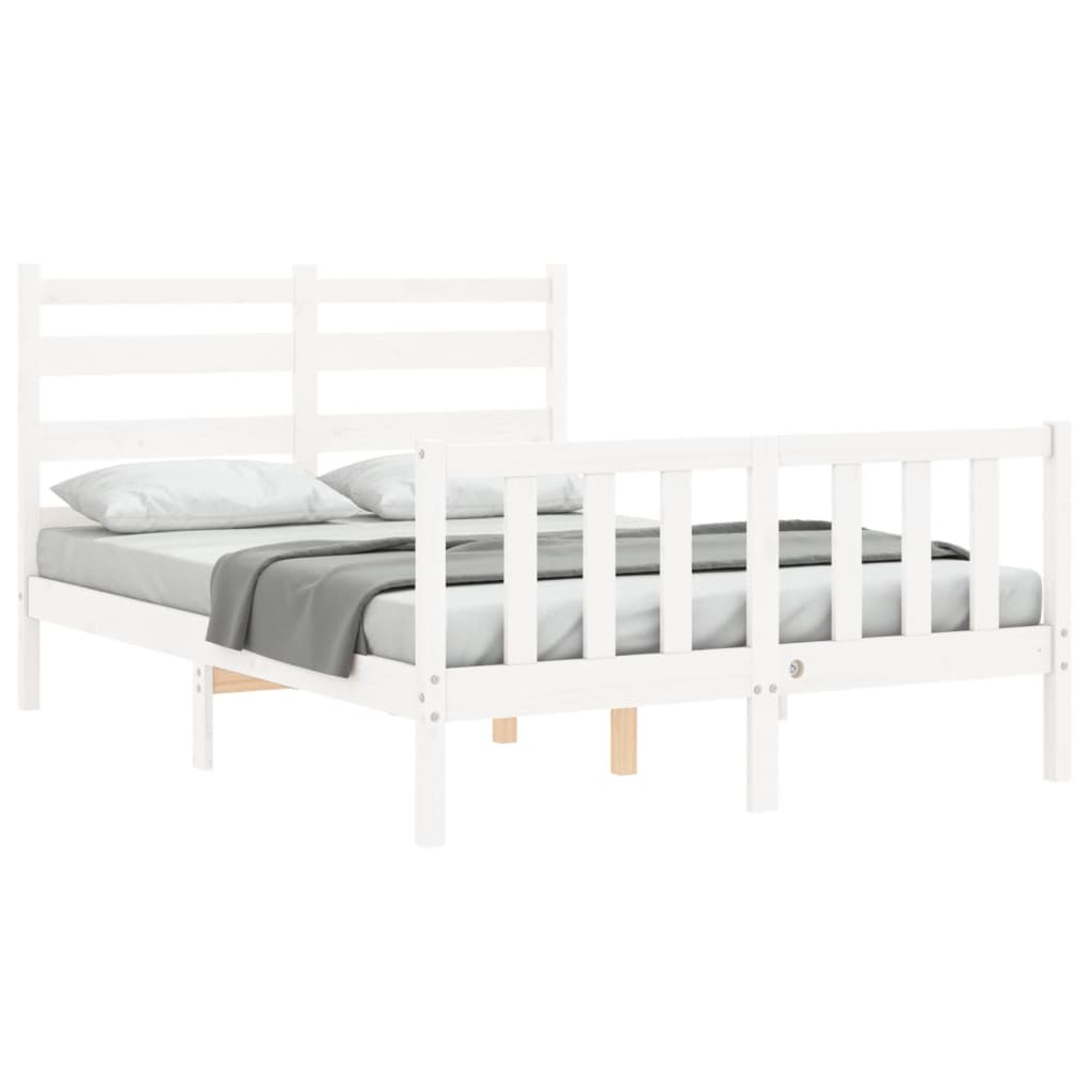 vidaXL Bedframe zonder matras massief grenenhout wit 140x190 cm afbeelding