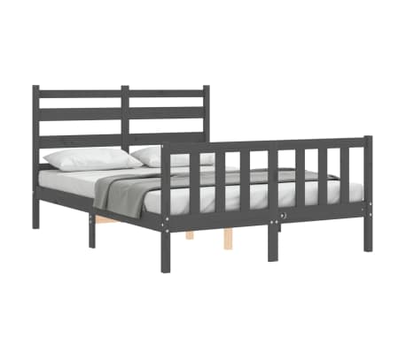 vidaXL Bedframe met hoofdbord massief hout grijs 140x190 cm