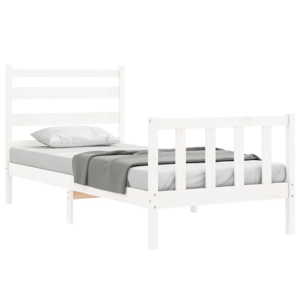 vidaXL Bedframe zonder matras massief grenenhout wit 140x200 cm afbeelding
