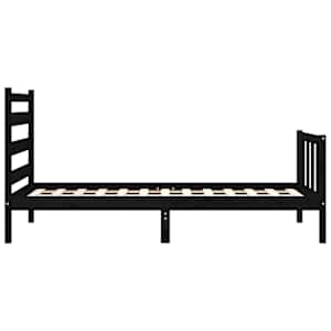 Rám postele s čelem černý 100 x 200 cm masivní dřevo - obrázek 7