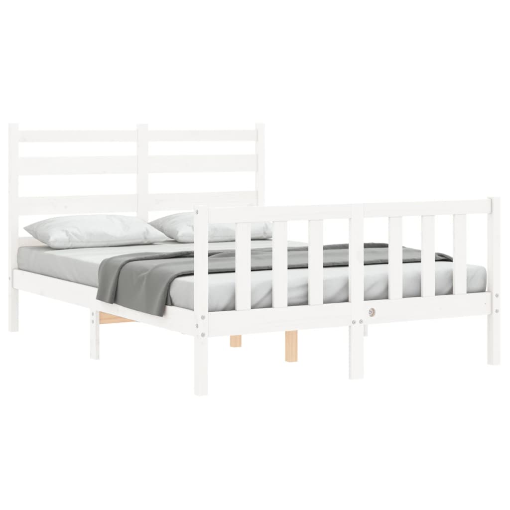 vidaXL Bedframe zonder matras massief grenenhout wit 140x200 cm afbeelding