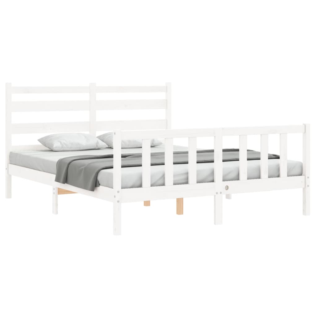 vidaXL Bedframe zonder matras massief grenenhout wit 160x200 cm afbeelding