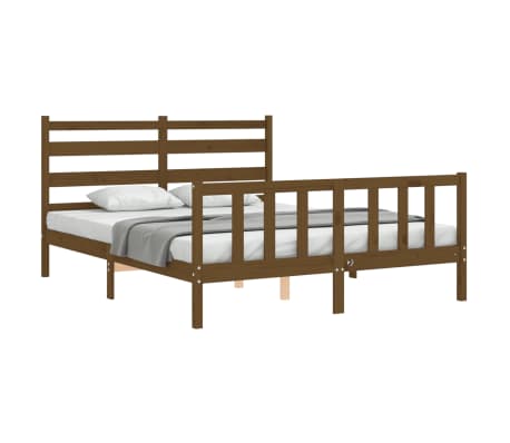 vidaXL Lovos rėmas su galvūgaliu, rudas, 160x200cm, medienos masyvas