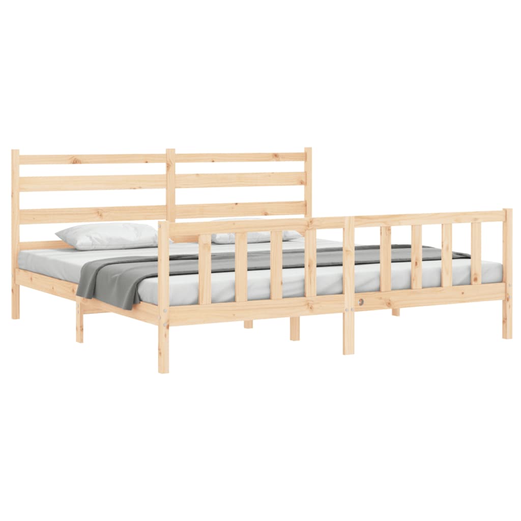 vidaXL Estructura de cama con cabecero madera maciza 180x200 cm