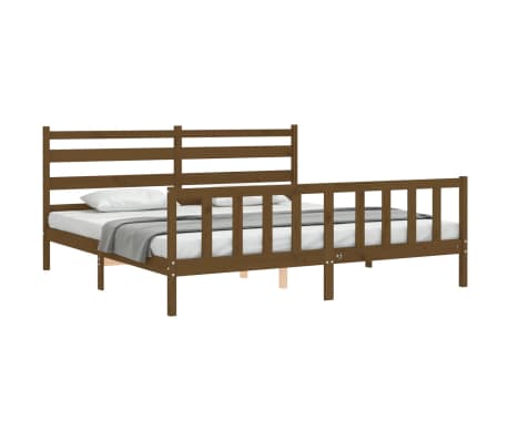 vidaXL Lovos rėmas su galvūgaliu, rudas, 180x200cm, medienos masyvas