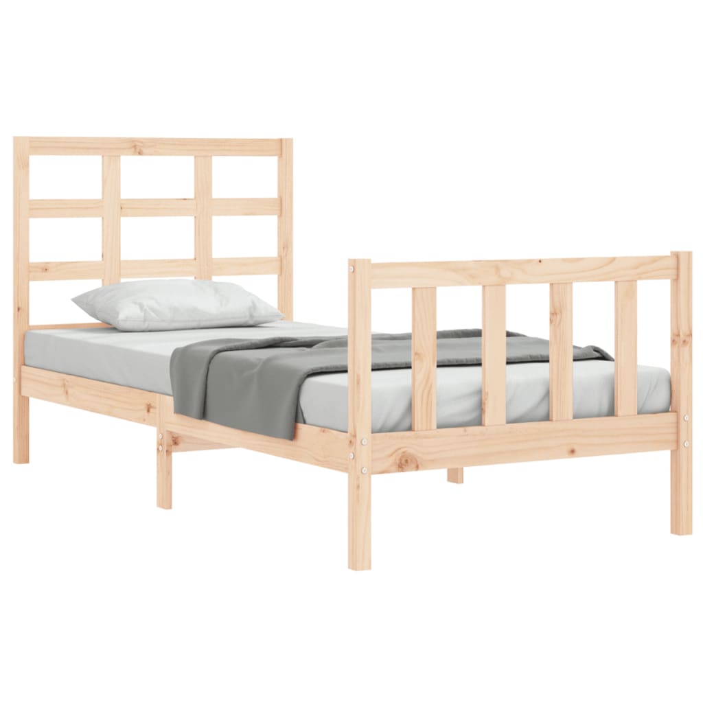 vidaXL Bedframe met hoofdbord massief hout afbeelding