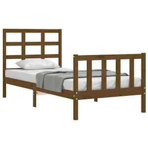 vidaXL Bedframe met hoofdbord massief hout honingbruin 90x190 cm