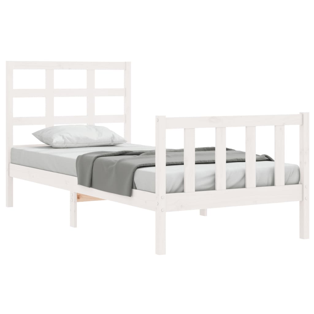 vidaXL Bedframe zonder matras massief grenenhout wit 90x200 cm afbeelding