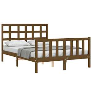vidaXL Bedframe met hoofdbord massief hout honingbruin 120x200 cm
