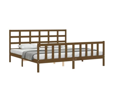 vidaXL Bedframe met hoofdbord massief hout honingbruin 180x200 cm