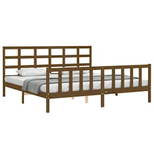 vidaXL Bedframe met hoofdbord massief hout honingbruin 180x200 cm