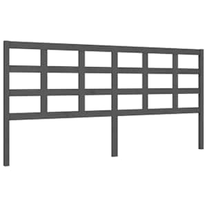 Rám postele s čelem šedý 200 x 200 cm masivní dřevo - obrázek 8