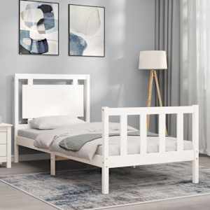 vidaXL Bed Frame without Mattress White Small Single Solid Wood Pine