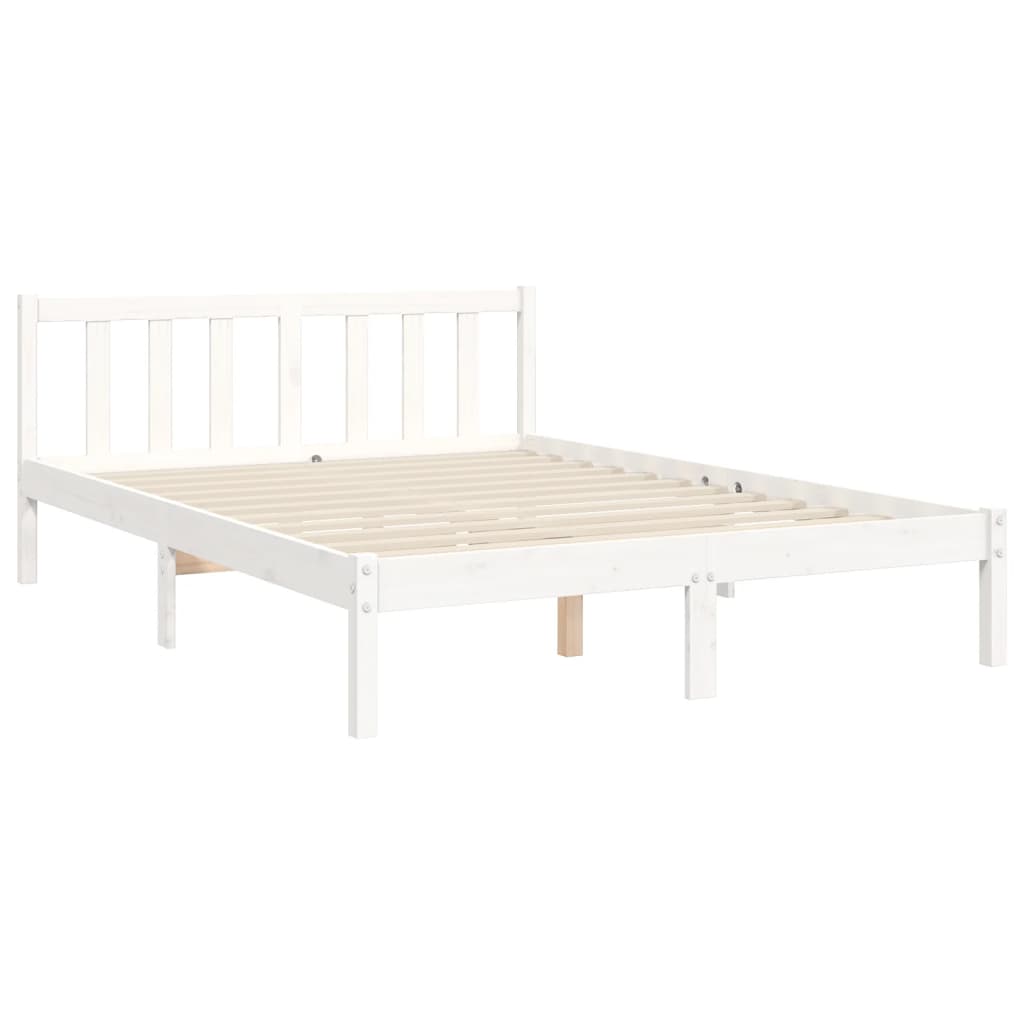 Рамка за легло с табла бяла 4FT Small Double масивна дървесина