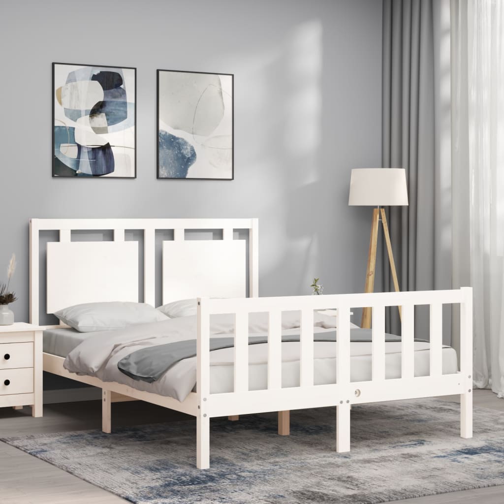 vidaXL Bedframe zonder matras massief grenenhout wit 140x190 cm afbeelding