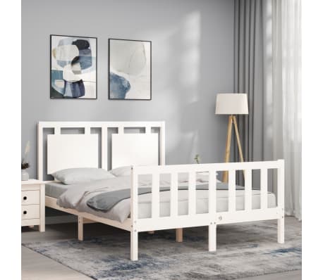 vidaXL Cadre de lit sans matelas blanc 140x190 cm bois de pin massif