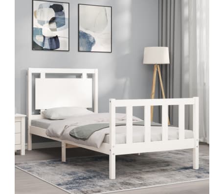 vidaXL Sengeramme uten madrass hvit 90x200 cm heltre furu