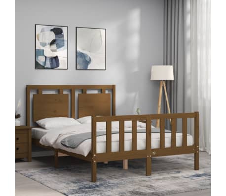 vidaXL Bed Frame with Headboard Honey Brown 120x200 cm Solid Wood