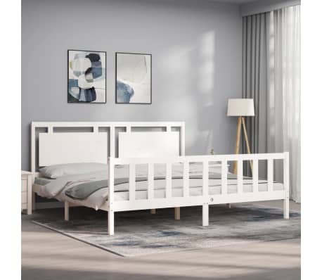 vidaXL feh&eacute;r t&ouml;m&ouml;r fa &aacute;gykeret fejt&aacute;ml&aacute;val 180 x 200 cm