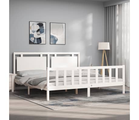 vidaXL Cadre de lit sans matelas blanc 200x200 cm bois massif de pin