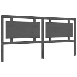 Rám postele s čelem šedý 200 x 200 cm masivní dřevo - obrázek 8