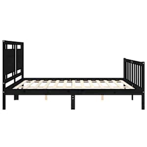 Rám postele s čelem černý 200 x 200 cm masivní dřevo - obrázek 7