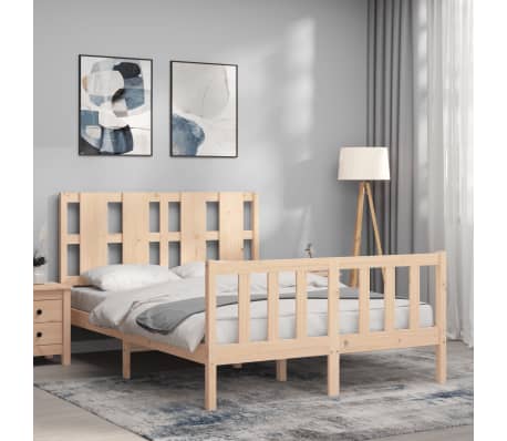 vidaXL Bed Frame without Mattress Double Solid Wood Pine